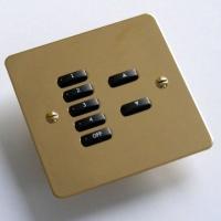 Rako wireless lighting RCM 7 button polished brass keypad